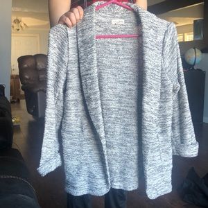 Black and white sweater material blazer